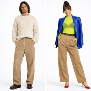 Vtg University Club Corduroy Pants 32x30 Brown Button Fly Wide Leg Dark Academia